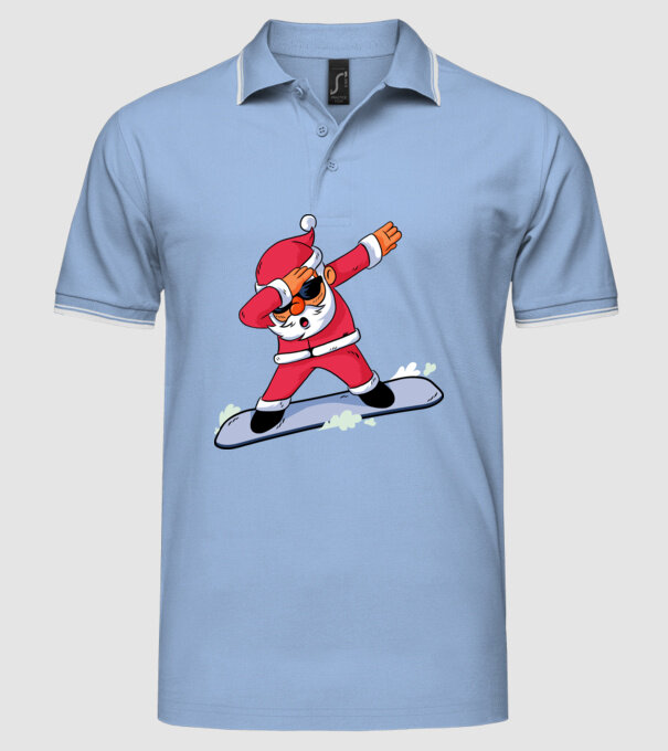 Moș Crăciun Snowboard DAB tricou amuzant model albastru deschis pe tricou