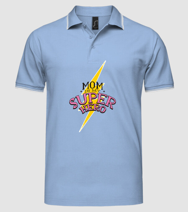 Mom is my Superhero tricou pentru mama model albastru deschis pe tricou