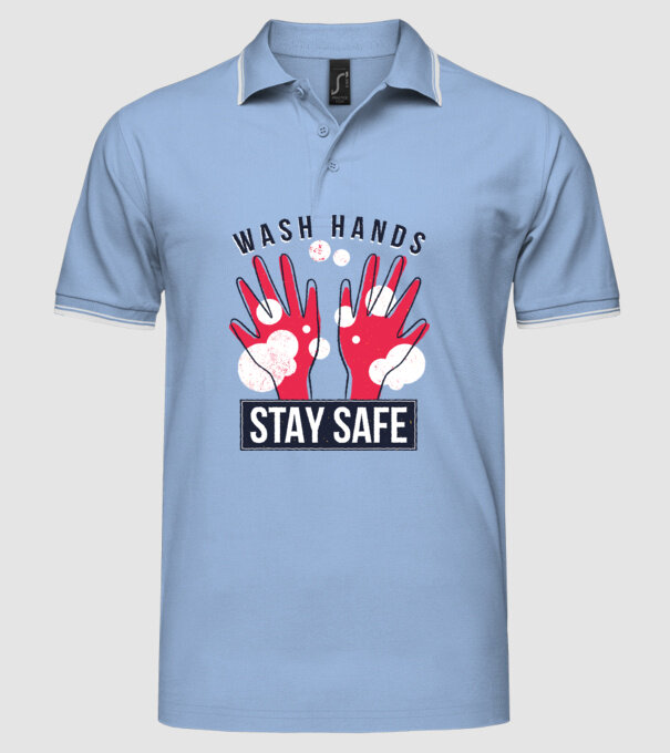 Spală-te pe mâini și fii în siguranță Coronavirus model albastru deschis pe tricou