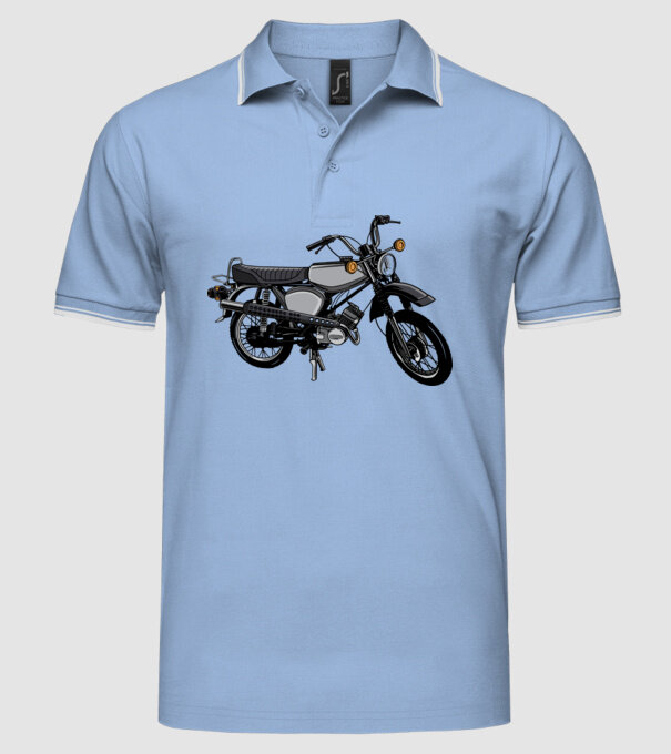 Motocicletă model albastru deschis pe tricou
