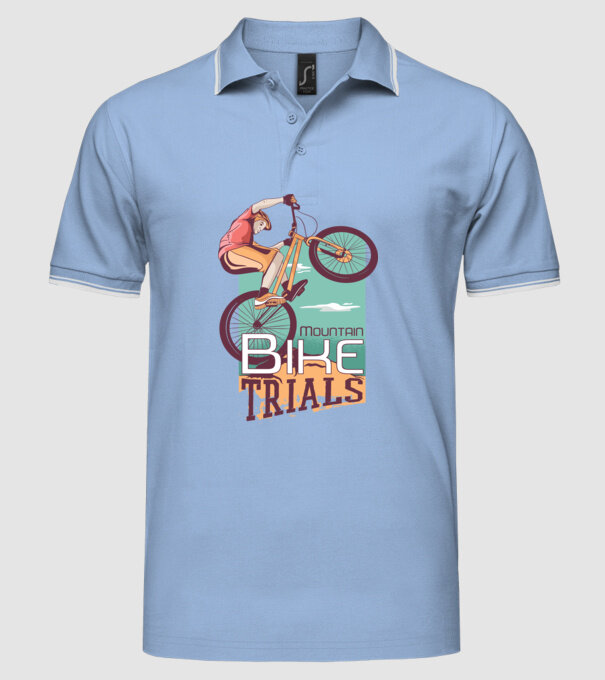 Truc Mountainbike model albastru deschis pe tricou