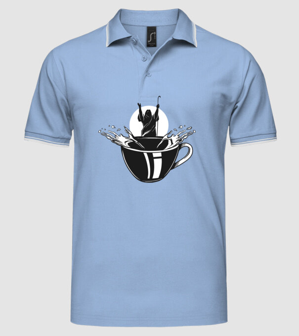 Moise cafea model albastru deschis pe tricou
