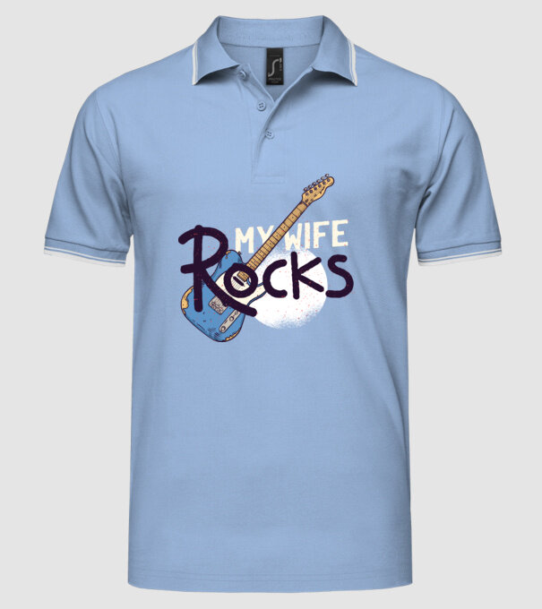 My wife rocks - Soția mea e tare model albastru deschis pe tricou