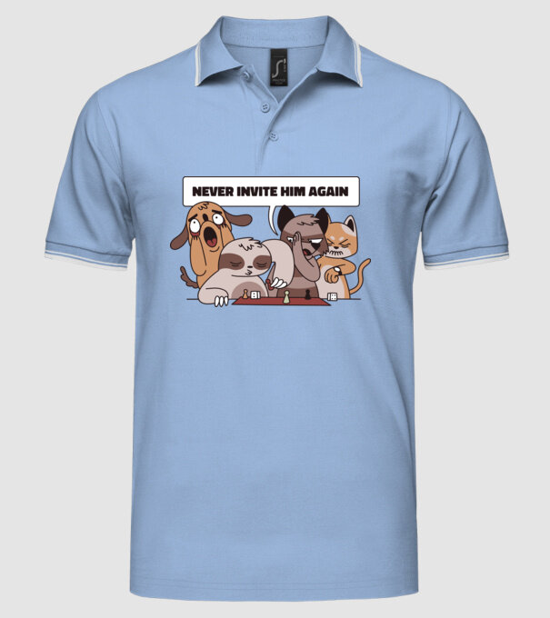 Să nu-l mai invităm niciodată - Leneș model albastru deschis pe tricou
