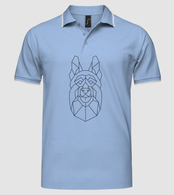 Cap Ciobănesc german Polygon model albastru deschis pe tricou