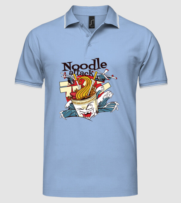 Noodle Attack model albastru deschis pe tricou