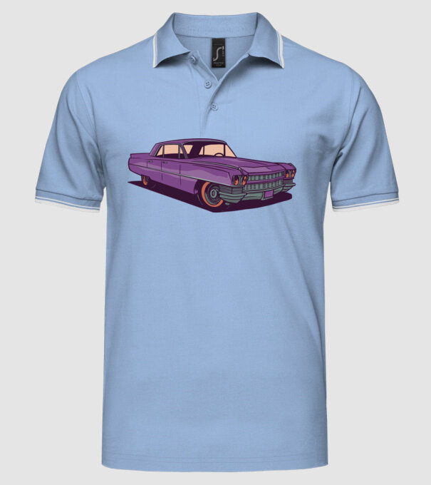 Mașină Old school model albastru deschis pe tricou