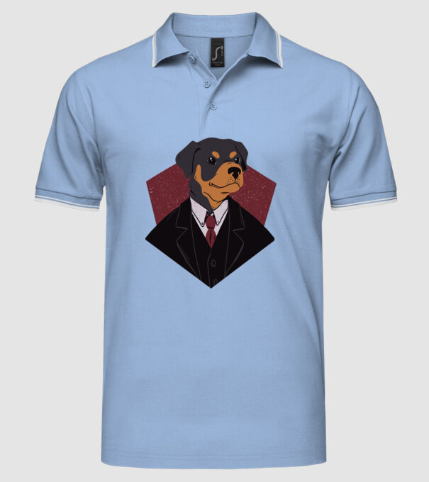 Câine în Costum model albastru deschis pe tricou