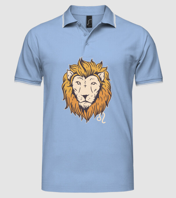 Lion head Horoscope model albastru deschis pe tricou