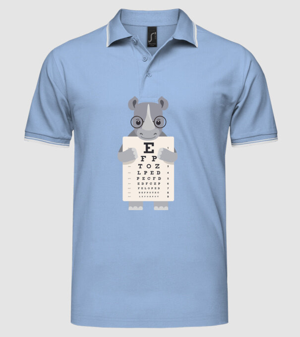 Examen oftalmologie rinocer model albastru deschis pe tricou
