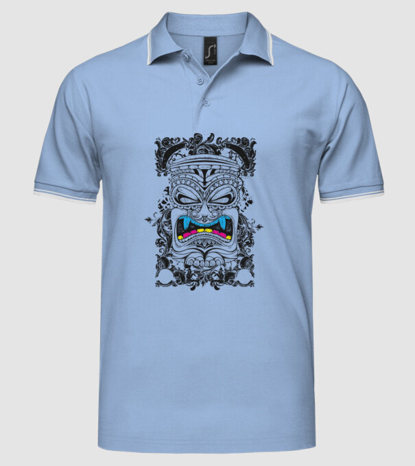 Stâlp totem antic model albastru deschis pe tricou