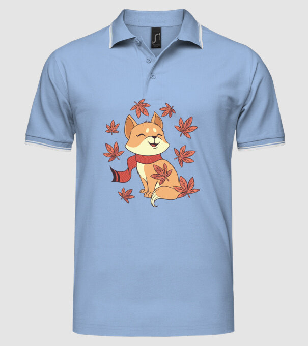 Pisică Toamna model albastru deschis pe tricou