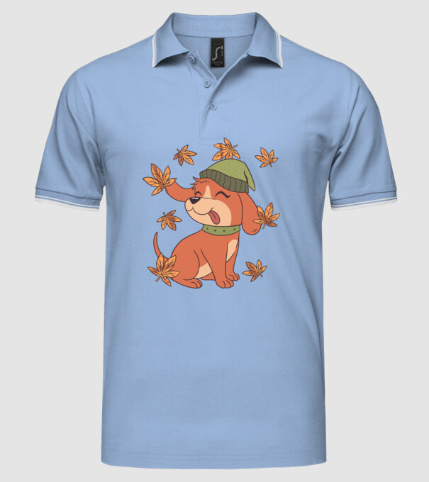 Câine Toamna model albastru deschis pe tricou