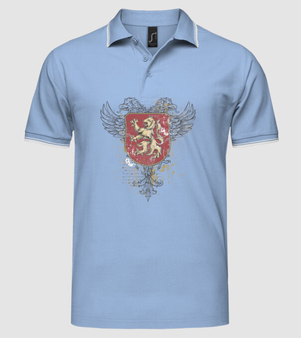 Scut - Leu model albastru deschis pe tricou