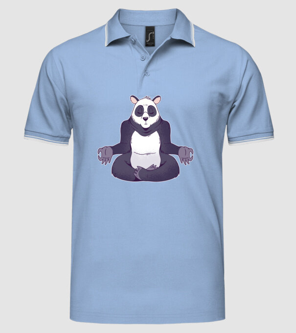 Panda Meditație model albastru deschis pe tricou