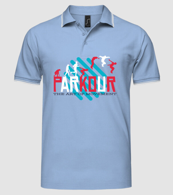 Parkour - Arta mișcării model albastru deschis pe tricou