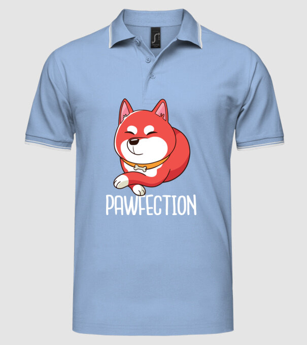 Pawfection Shiba Perfect model albastru deschis pe tricou