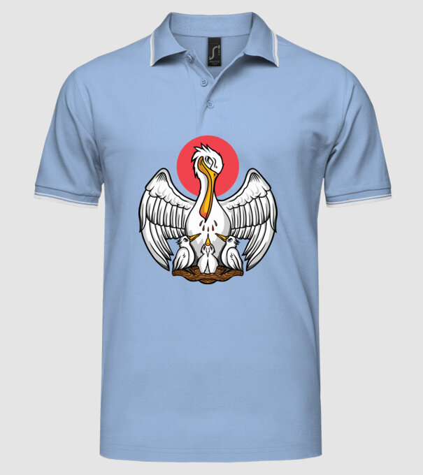 Familie Pelican model albastru deschis pe tricou