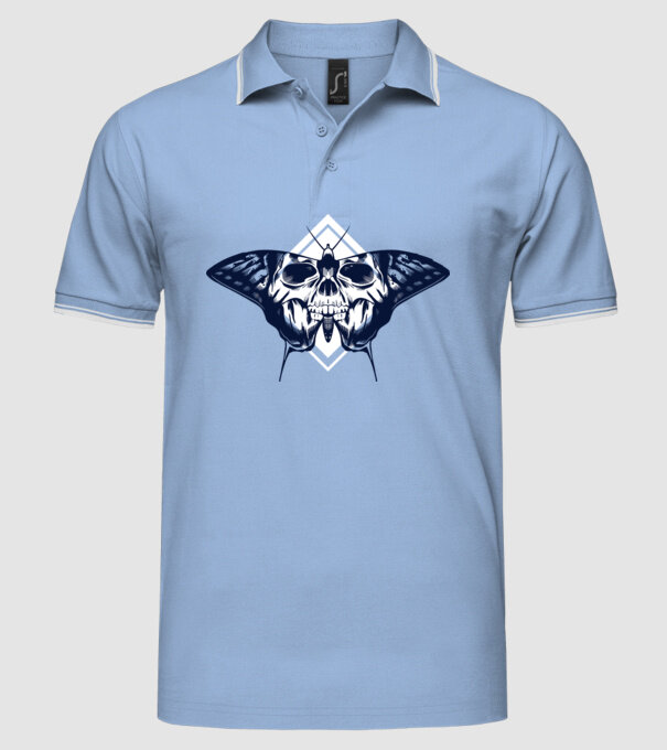 Craniu fluture model albastru deschis pe tricou
