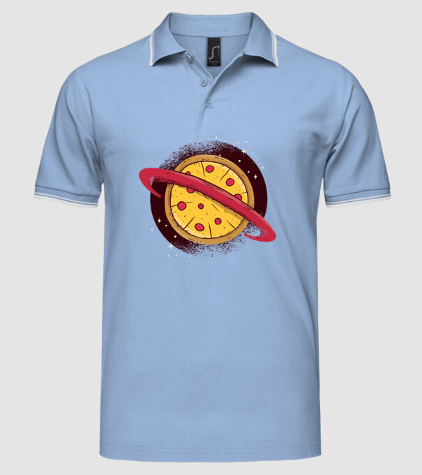 Pizza Planetă model albastru deschis pe tricou