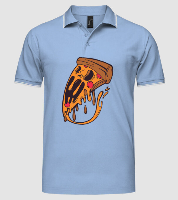 Pizza Horror model albastru deschis pe tricou