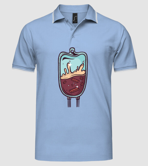 Porter Infuzie model albastru deschis pe tricou