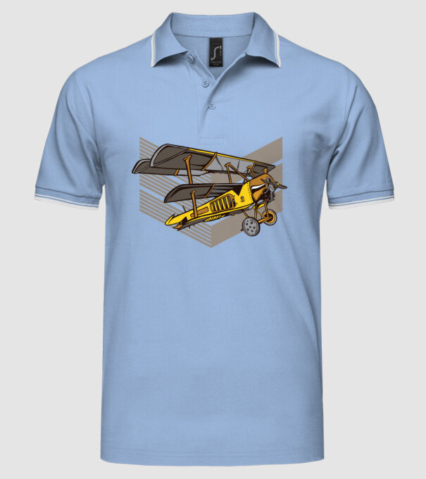 Avion cu elice model albastru deschis pe tricou