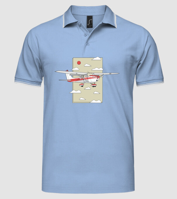 Avion cu elice model albastru deschis pe tricou