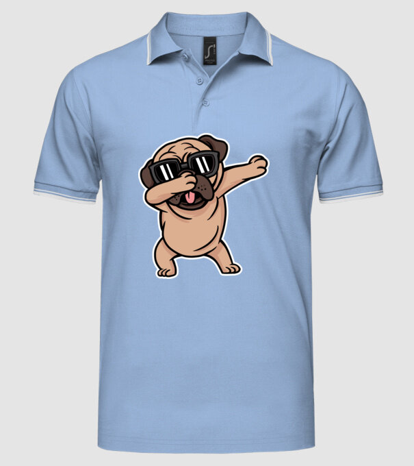 Pug DAB model albastru deschis pe tricou