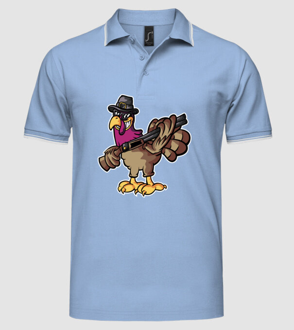 Shotgun Curcan model albastru deschis pe tricou