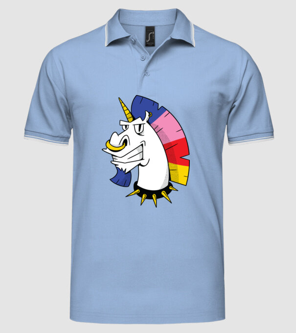 Punk unicorn model albastru deschis pe tricou