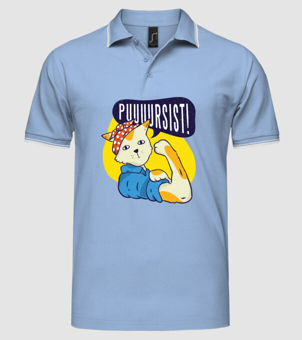 Pisică Pursist model albastru deschis pe tricou