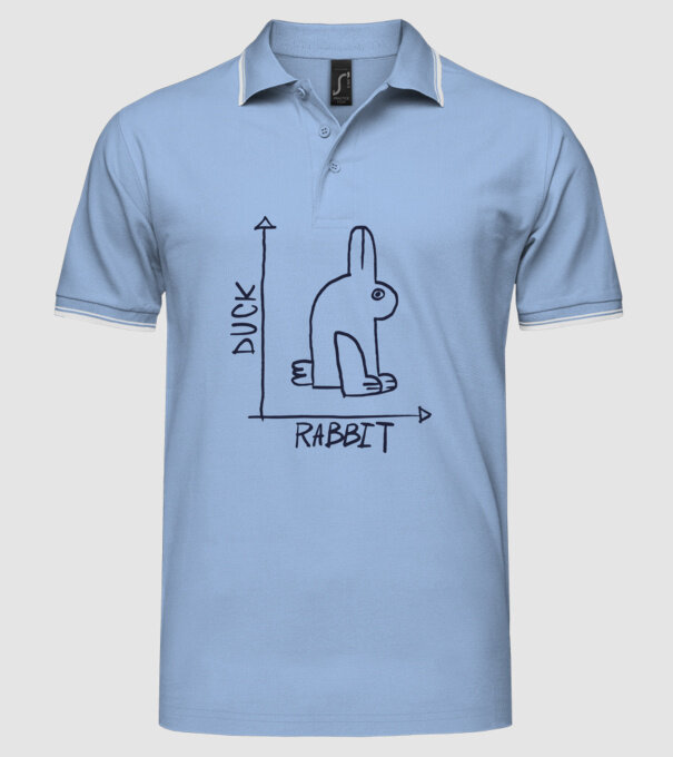 Rabbit vs Duck - Iepure sau Rață model albastru deschis pe tricou