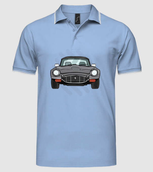 Mașină veche model albastru deschis pe tricou