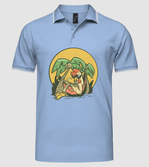 Pui relaxați model albastru deschis pe tricou