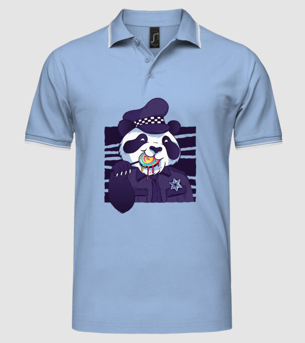 Panda polițist cu acadea model albastru deschis pe tricou