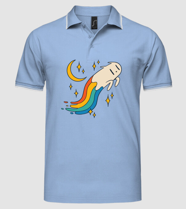Pisoi zburător model albastru deschis pe tricou