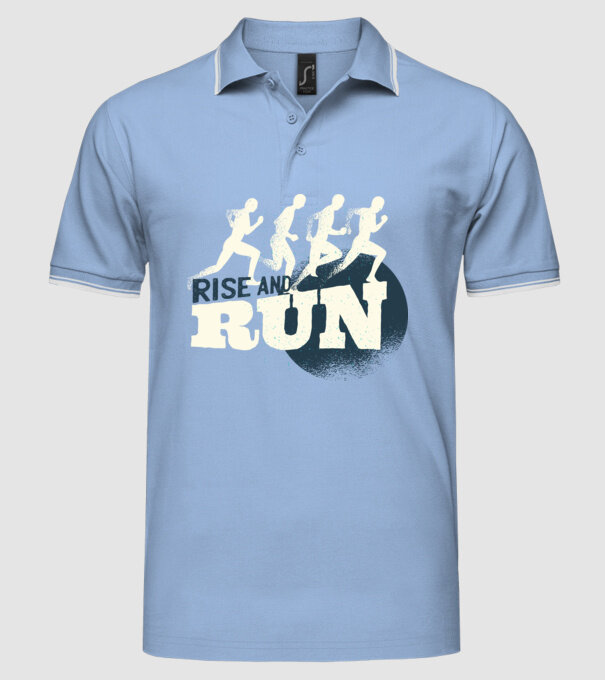 Rise and Run - Tricou pentru alergători model albastru deschis pe tricou