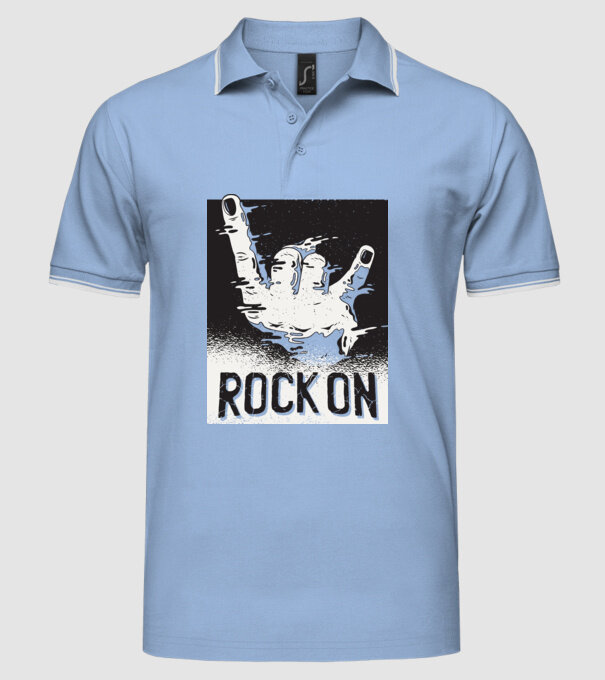 Rock On model albastru deschis pe tricou