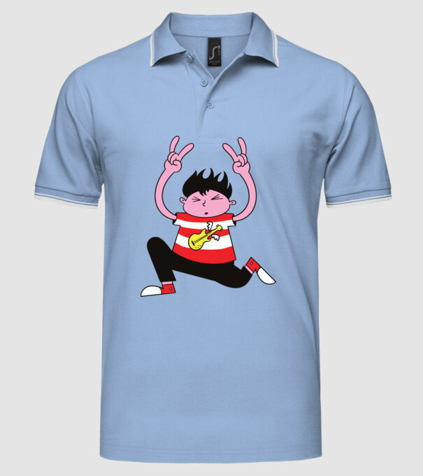 Băiat Rocker model albastru deschis pe tricou