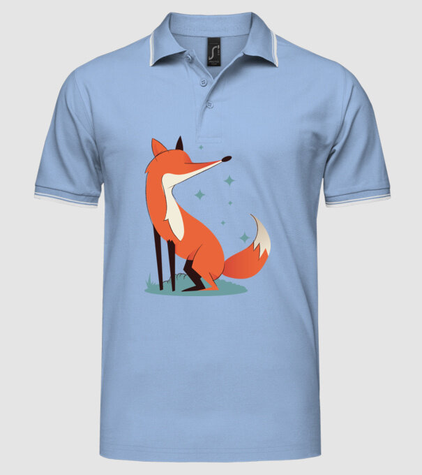 Vulpe model albastru deschis pe tricou