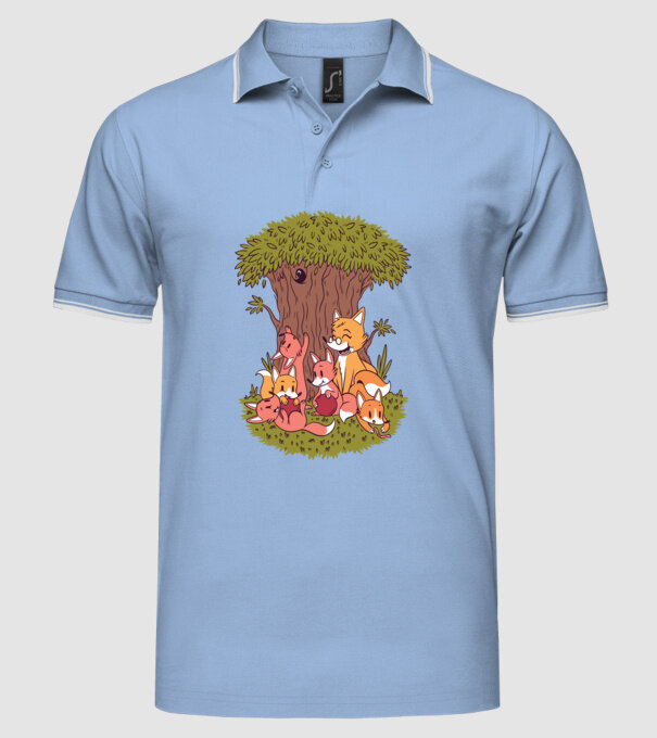 Familie Vulpe model albastru deschis pe tricou