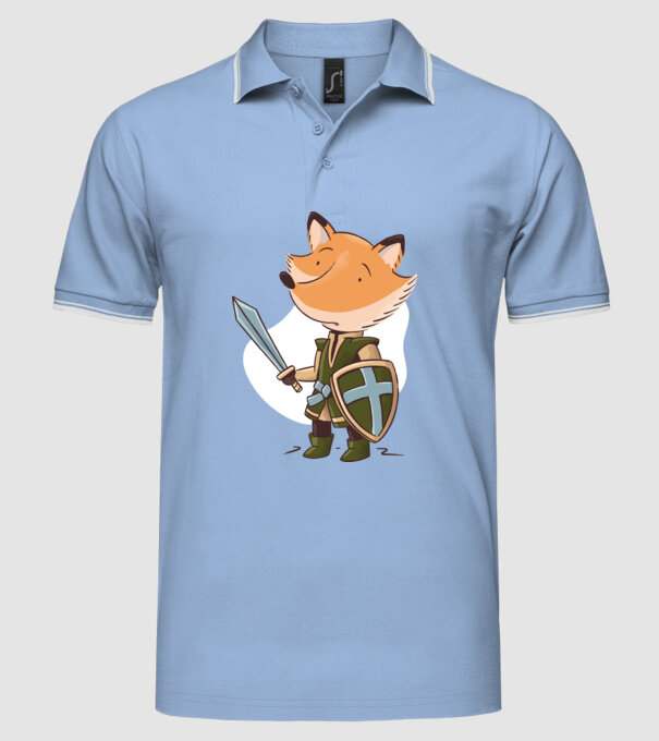 Vulpe Cavaler model albastru deschis pe tricou