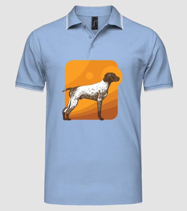 Pointer cu părul scurt model albastru deschis pe tricou