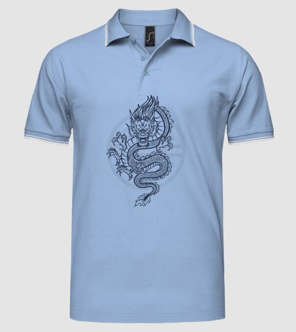 Dragon Tribal model albastru deschis pe tricou