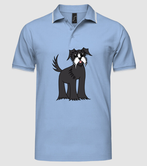 Desen Schnauzer model albastru deschis pe tricou