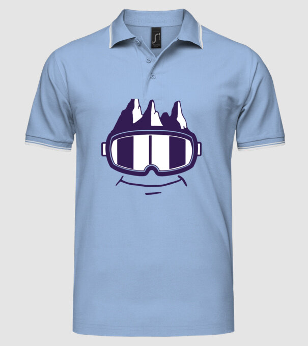 Ochelari de schi Smiley model albastru deschis pe tricou