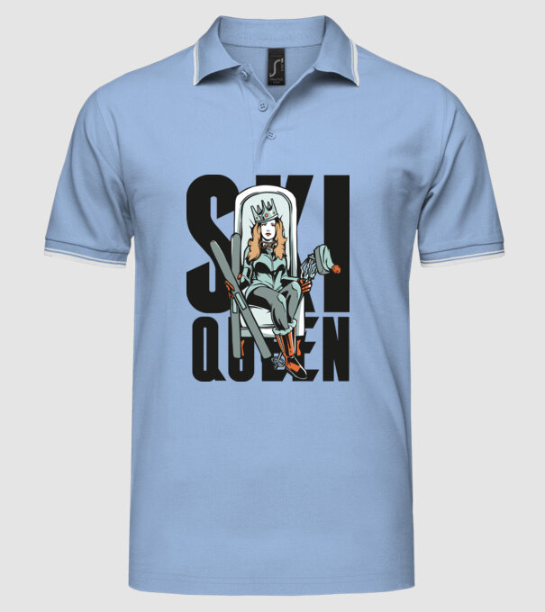 Ski Queen - Regină schioară model albastru deschis pe tricou