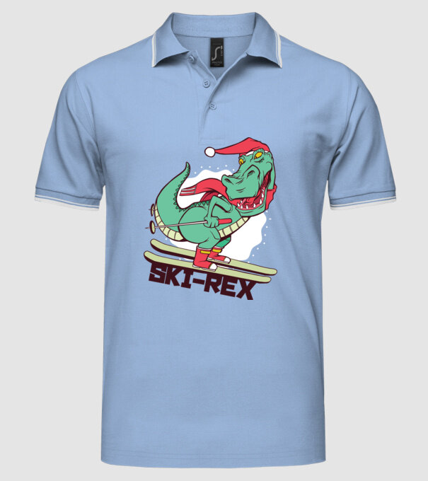 Ski Rex model albastru deschis pe tricou