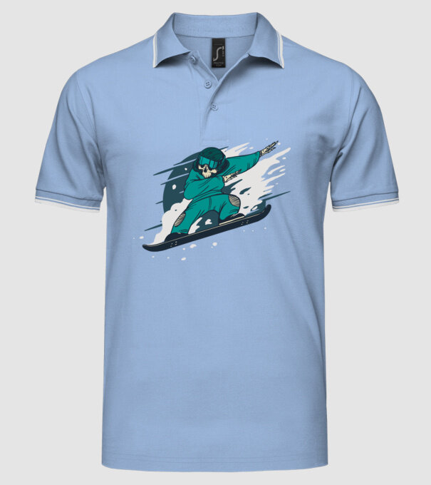 Schelet Snowboard DAB model albastru deschis pe tricou